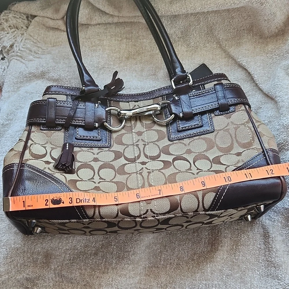 Coach Signature Hampton Canvas & Leather Shoulder Bag - Picture 14 of 16